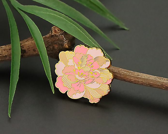 牡丹花金屬徽章