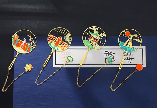 扇形鏤空金屬書簽定制